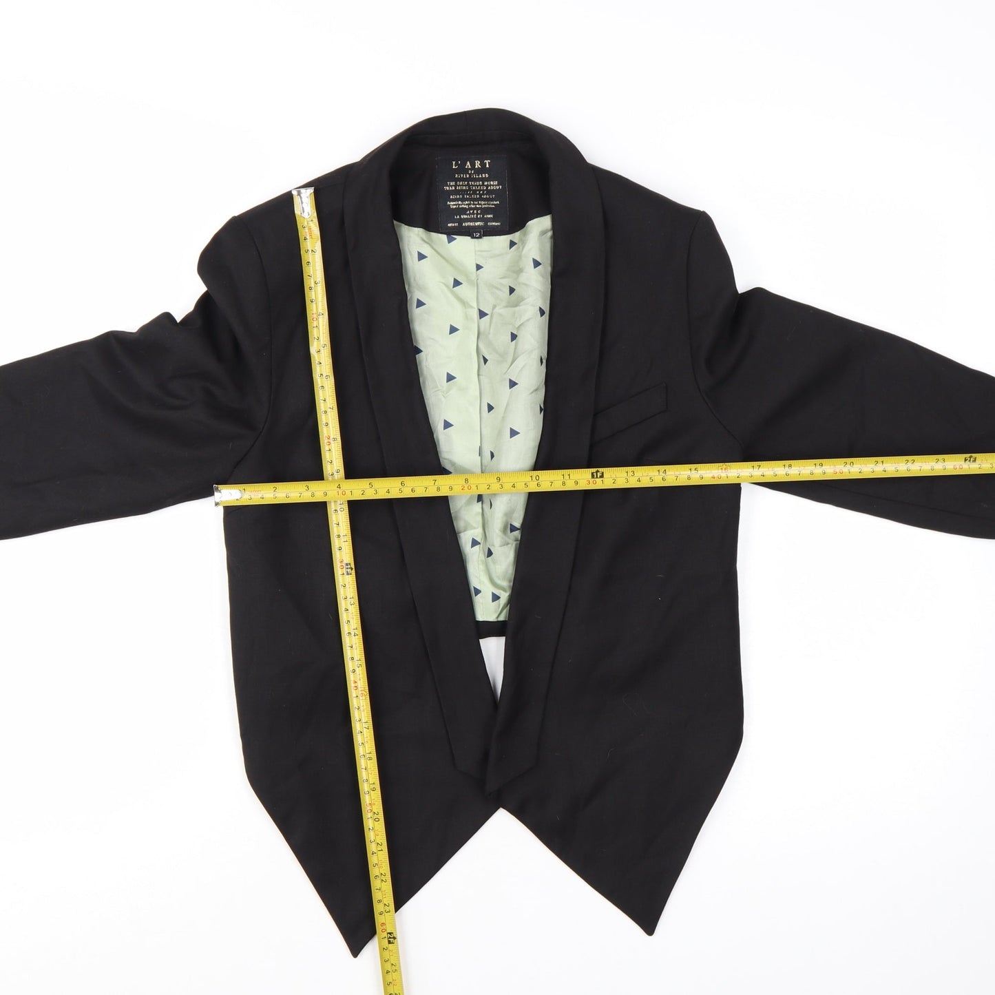 River Island Women Black Size 12 Shawl Lapel Tailored Suit Jacket