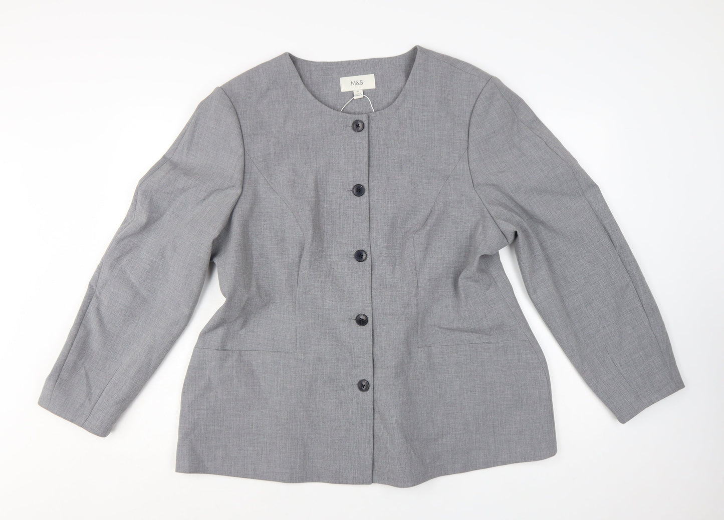 Marks and Spencer Women Grey Size 20 Long Sleeve Suit Jacket