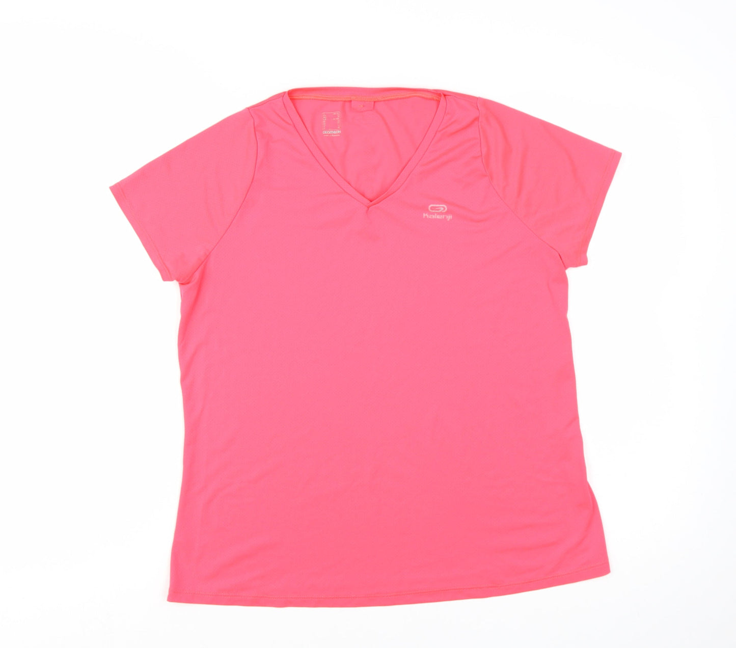 Kalenji Women Pink Short Sleeve V-Neck Running T-Shirt Size 16