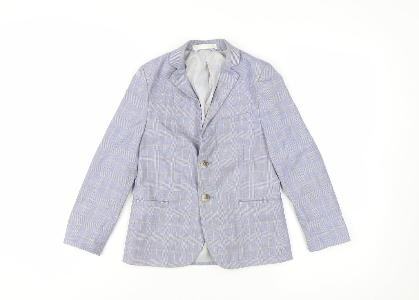 Marks and Spencer Boys Blue Check Blazer 6-7 Years Formal Two-Button Jacket