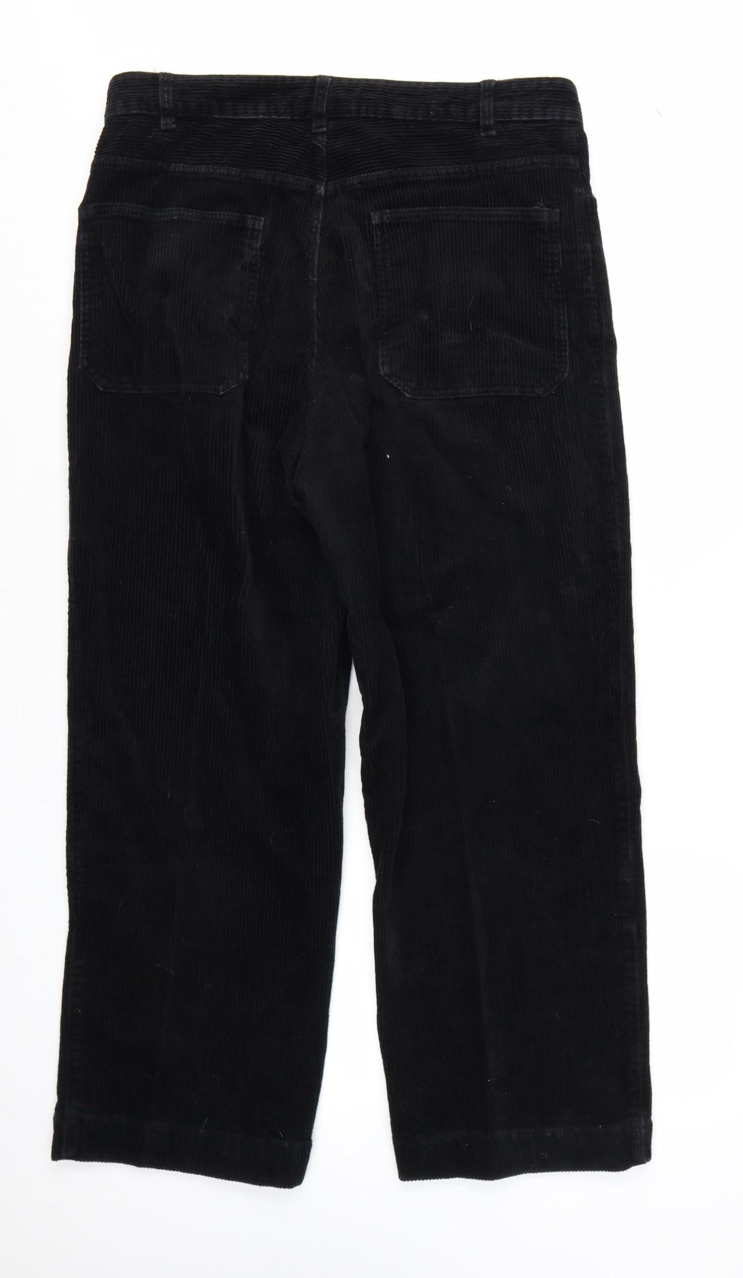 Monki Womens Black Corduroy Straight Trousers Size 16