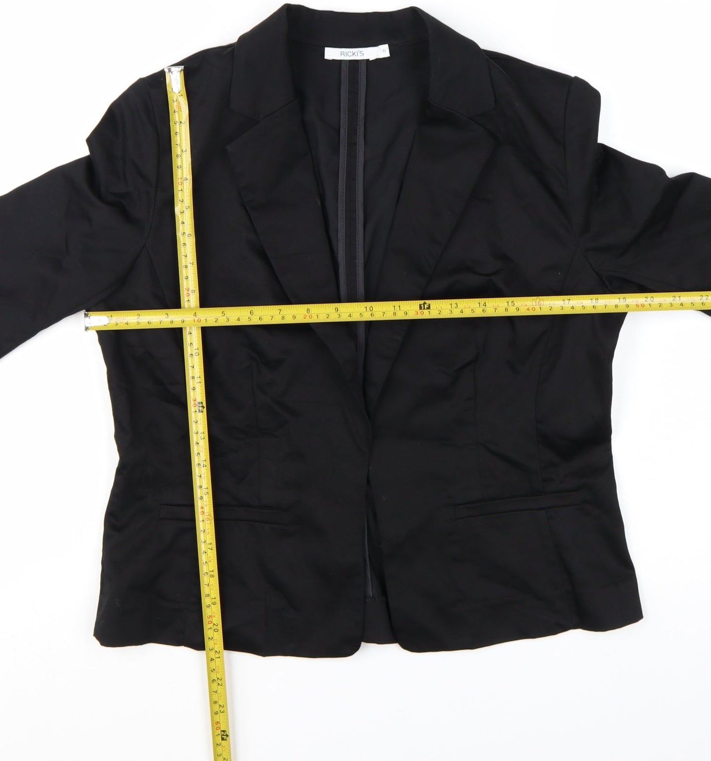 Ricki's Women's Black Blazer Size 10 Cotton Blend Single-Breasted Jacket