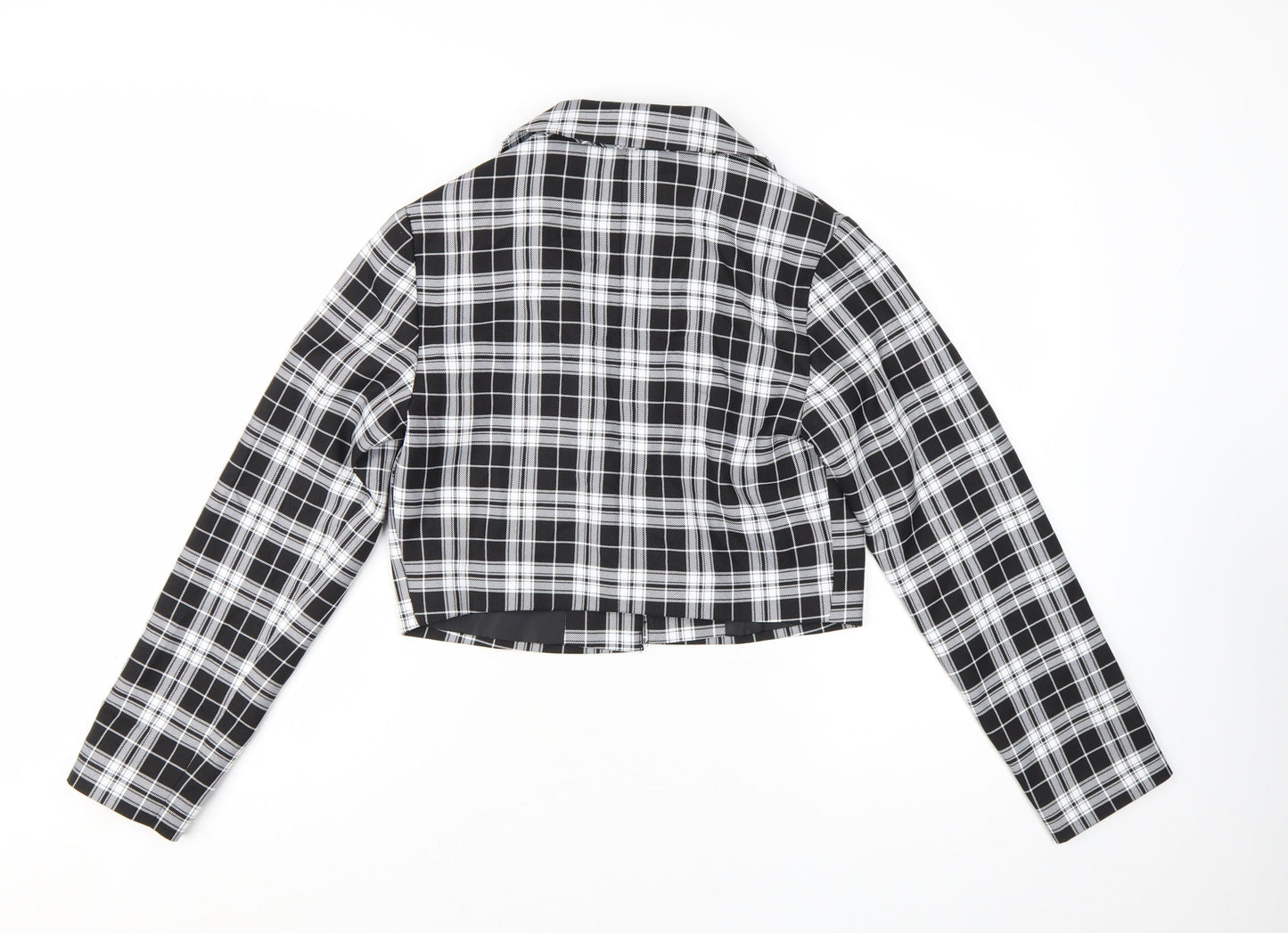 Miss Selfridge Womens Black Check Cropped Suit Jacket UK 10