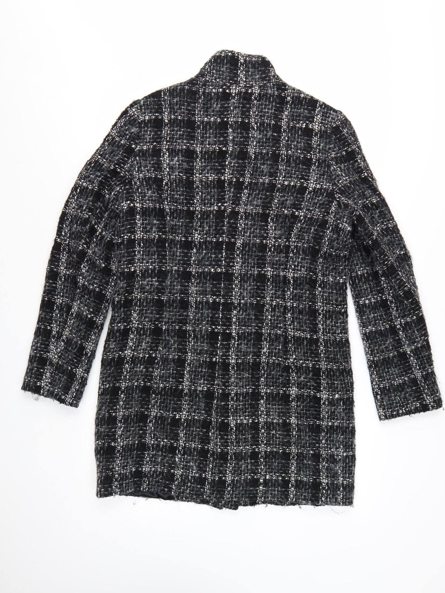 Linea Women's Black Check Wool Blend Mid-Length Coat Size 10