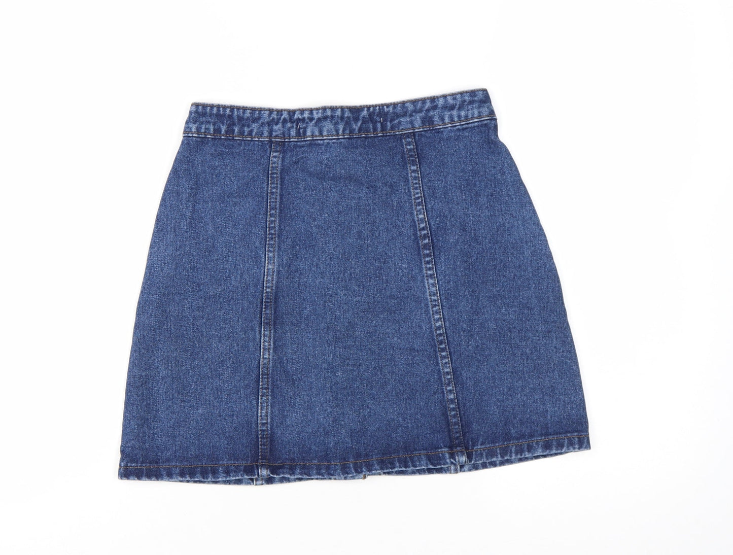 Denim Co. Women Blue Denim Short A-Line Button Skirt Size 6