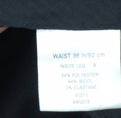 Greenwoods Men's Black Regular Fit Wool Blend Dress Trousers 36W