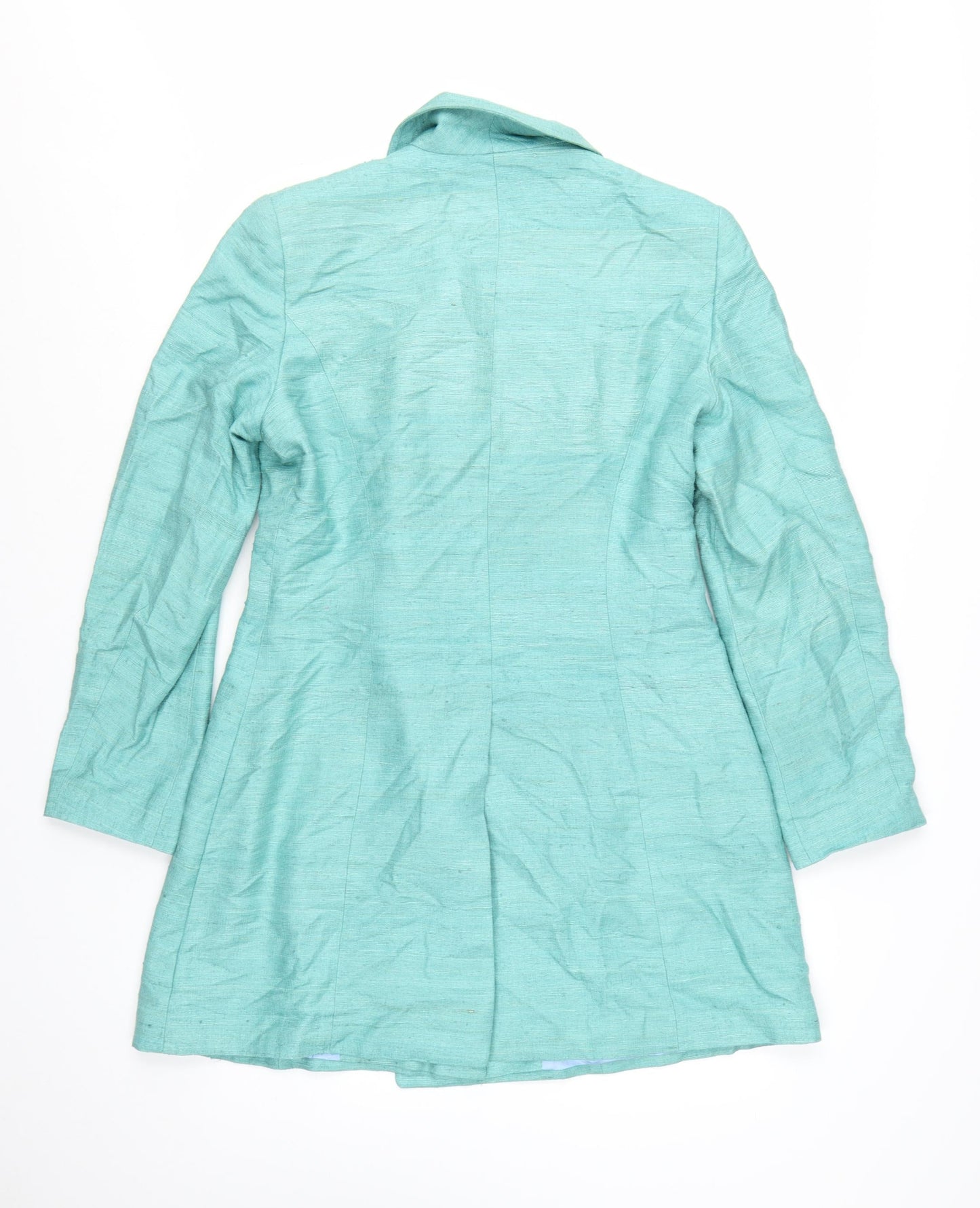 Kookai Women's Green Silk Trench Coat Size 14 Classic Mid-Length