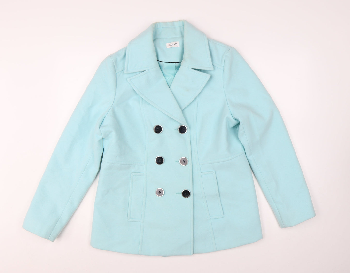 Damart Women's Blue Polyester Pea Coat Size 12 Mid-Length