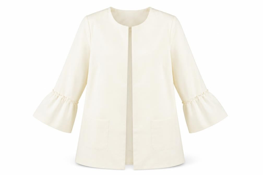 Damart Women Ivory Mid-Length 3/4 Sleeve Blazer Jacket UK 14