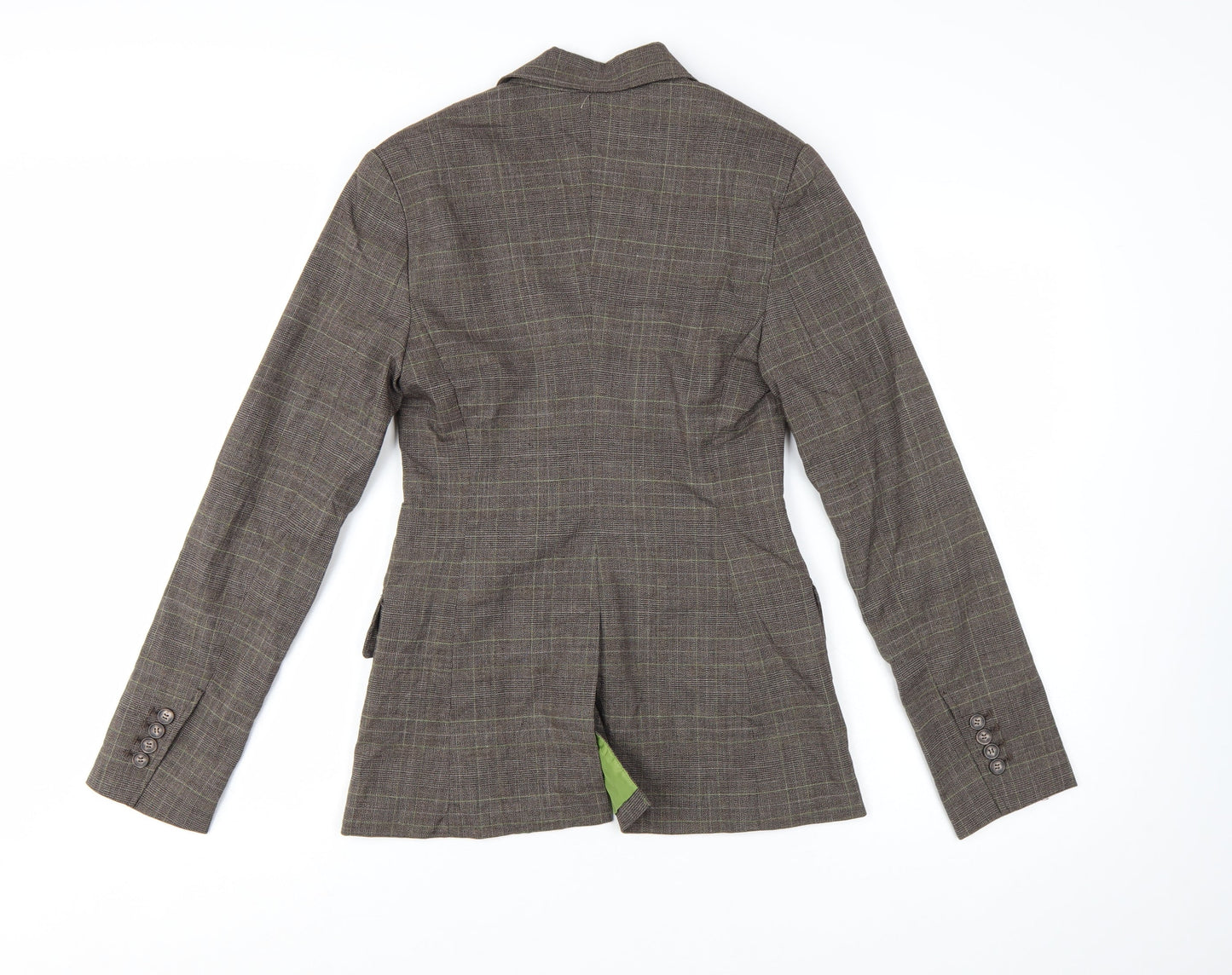 Suzy Shier Women's Brown Checked Single-Breasted Blazer Size 8