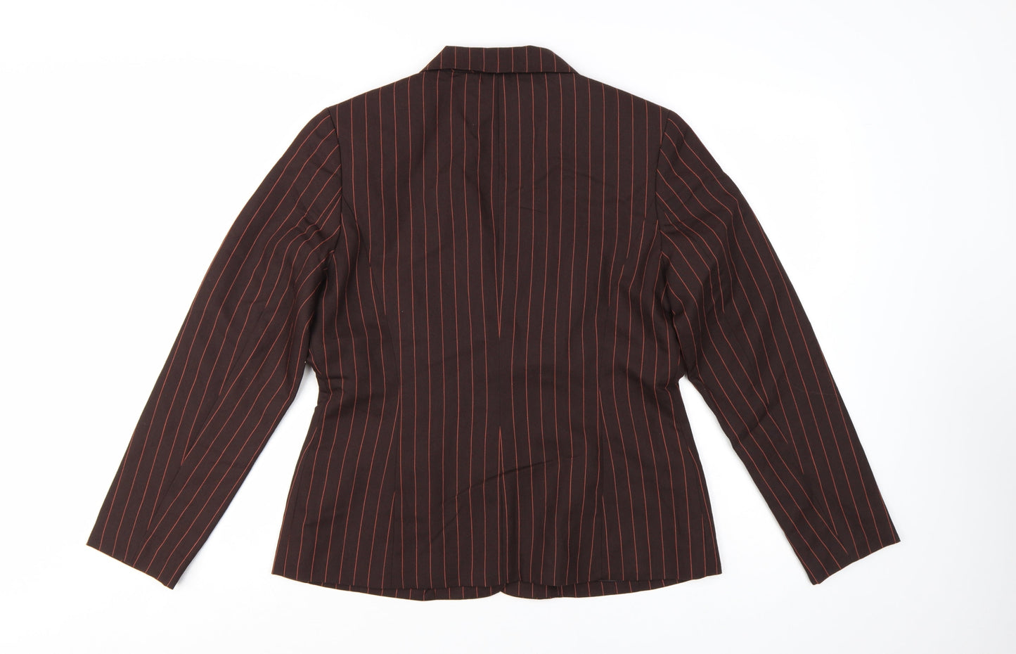 Tower Hill Collection Women Brown Pinstripe Blazer Size 6 Classic Fit