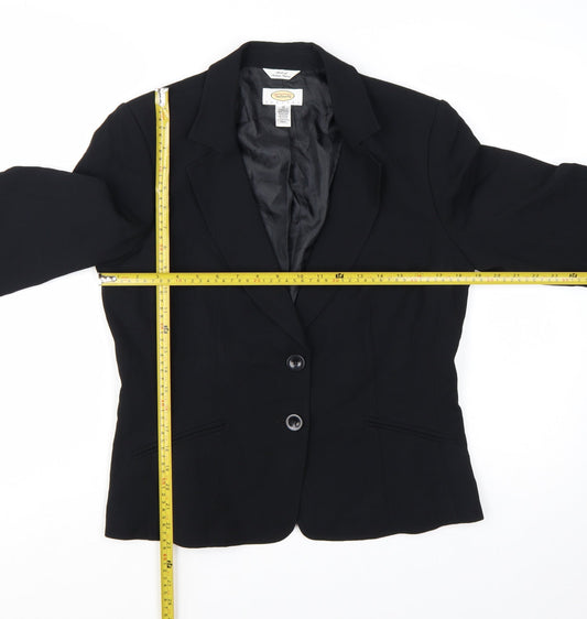 Talbots Petites Black Single-Breasted Blazer Women's Size 12 Petite Acetate Blend