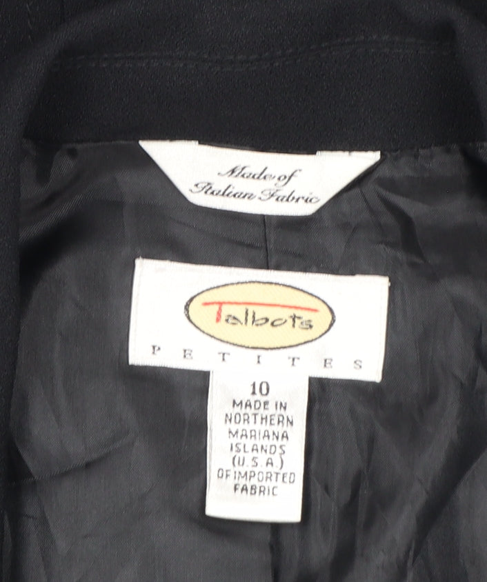 Talbots Petites Black Single-Breasted Blazer Women's Size 12 Petite Acetate Blend