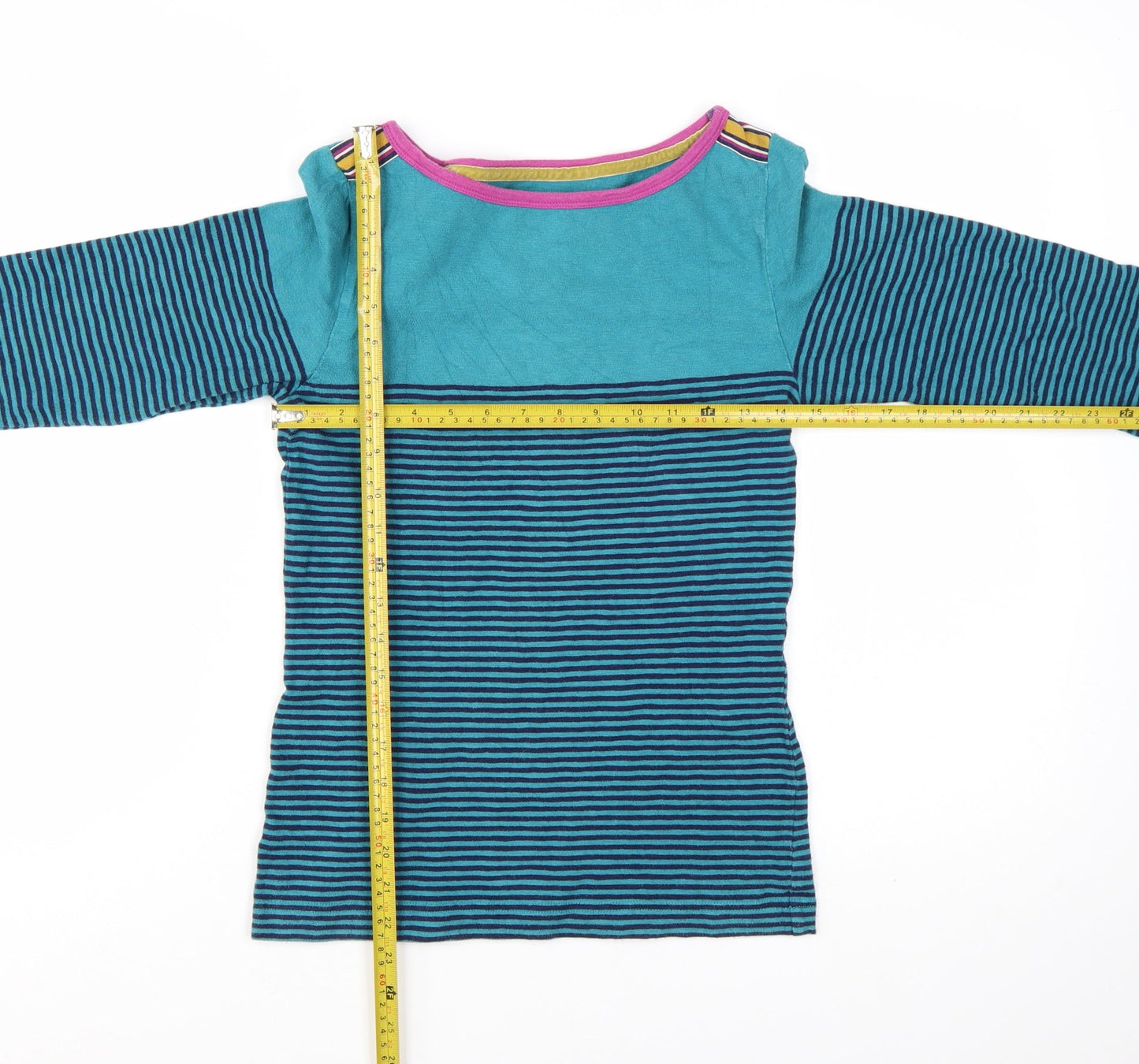 Joules Womens Blue Striped 3/4 Sleeve Cotton Nautical Top Size 10