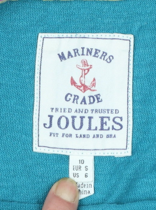 Joules Womens Blue Striped 3/4 Sleeve Cotton Nautical Top Size 10