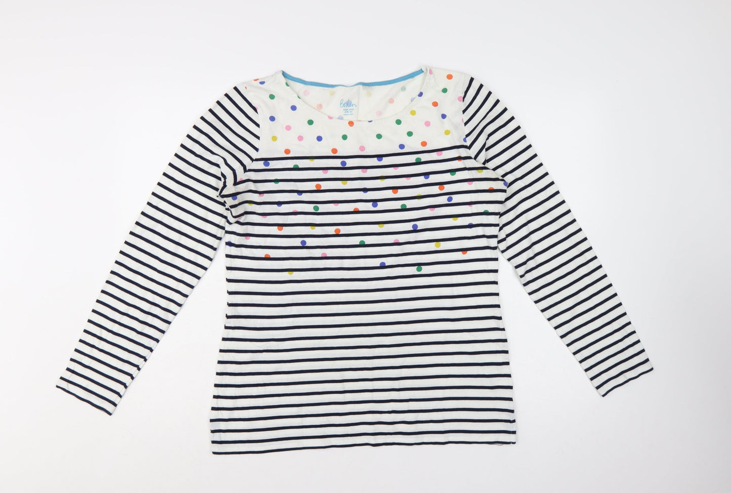 Boden Women's Multicoloured Stripe Spot Long Sleeve Cotton T-Shirt Size 16