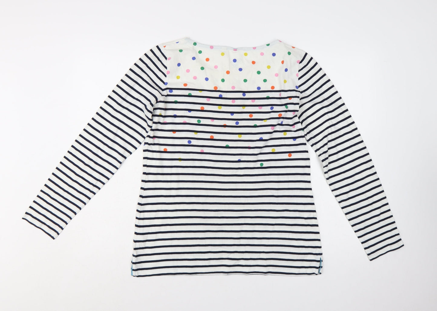 Boden Women's Multicoloured Stripe Spot Long Sleeve Cotton T-Shirt Size 16