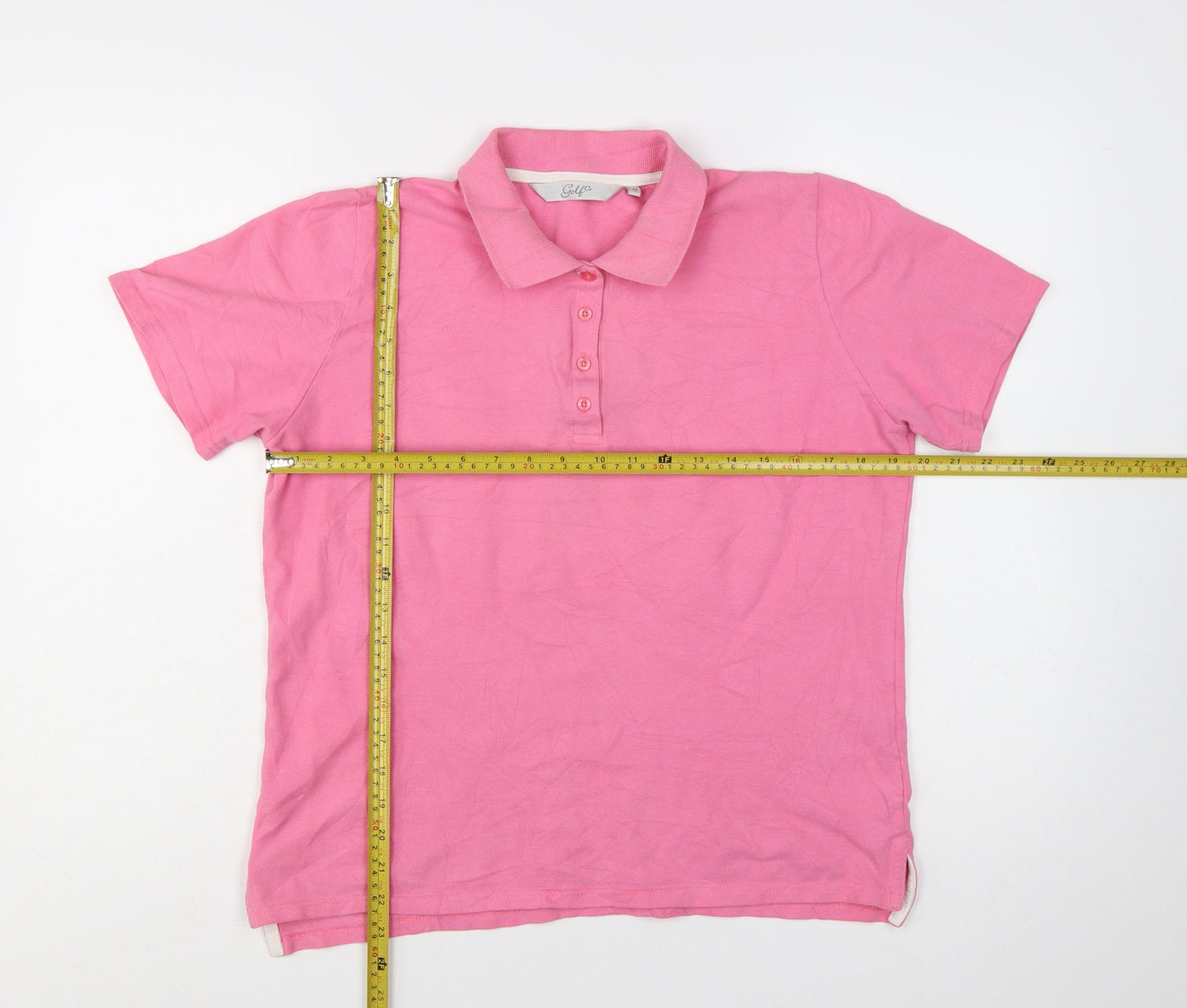 GolfCo Women's Pink 100% Cotton Short Sleeve Polo Shirt M
