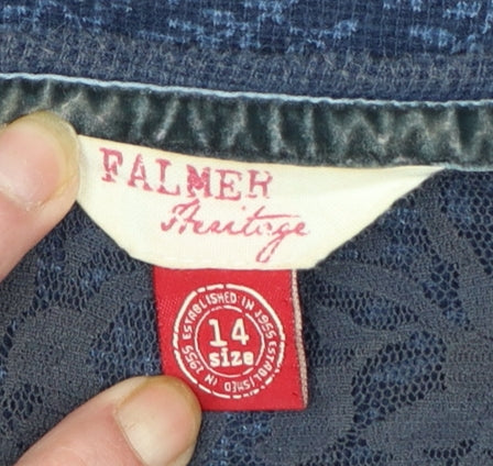 Falmer Heritage Women’s Blue Lace Panel Long Sleeve Jersey Top Size 14