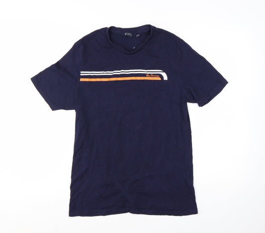 Ben Sherman Men's Blue Small Retro Colourblock Cotton T-Shirt