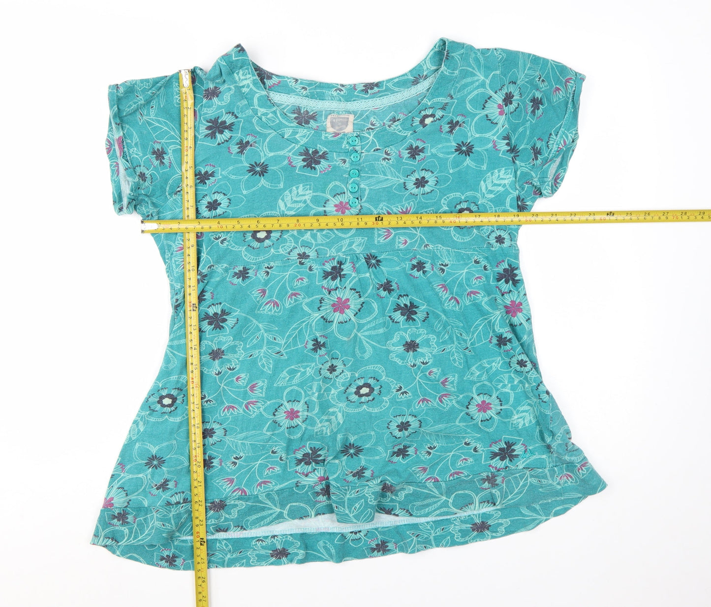 My Favourite to Mummy Women's Blue Floral Cotton T-Shirt Size 18