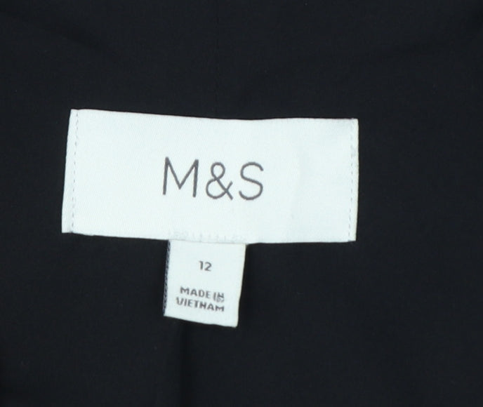 Marks and Spencer Women's Black Cropped Linen Blend Blazer Size 12