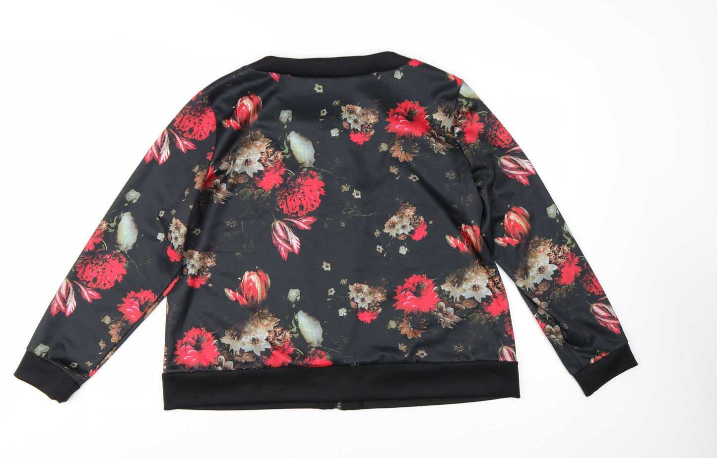 Klass Women's Black Red Floral Bomber Jacket Size 20