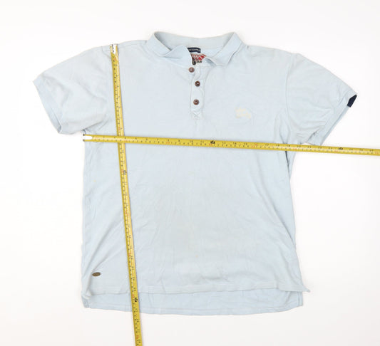 Tokyo Laundry Men's Blue Stretch Polo Shirt Size M Short Sleeve