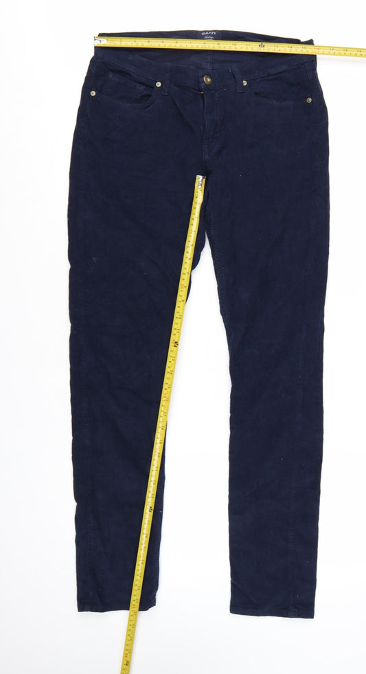 GANT Men's Blue Corduroy Slim Fit Low Rise Trousers W32 L32