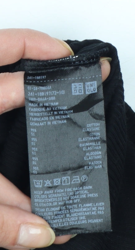 Uniqlo Women Black XL Basic Short Sleeve Cotton Stretch T-Shirt