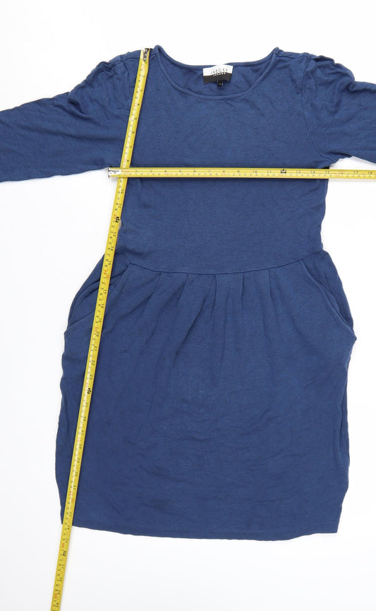 Jaeger Women Blue Size 12 Fit & Flare Knit Dress