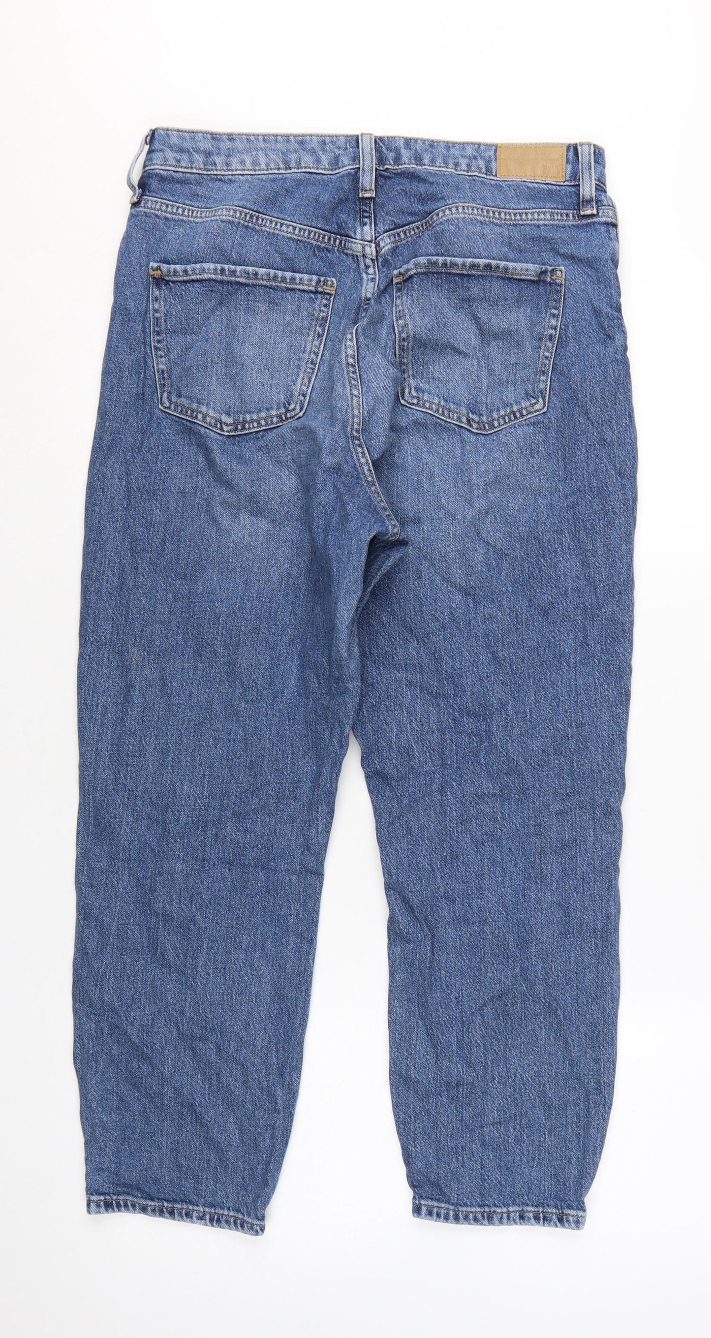 River Island Women's Blue Distressed Boyfriend Jeans Size 14 Relaxed Fit