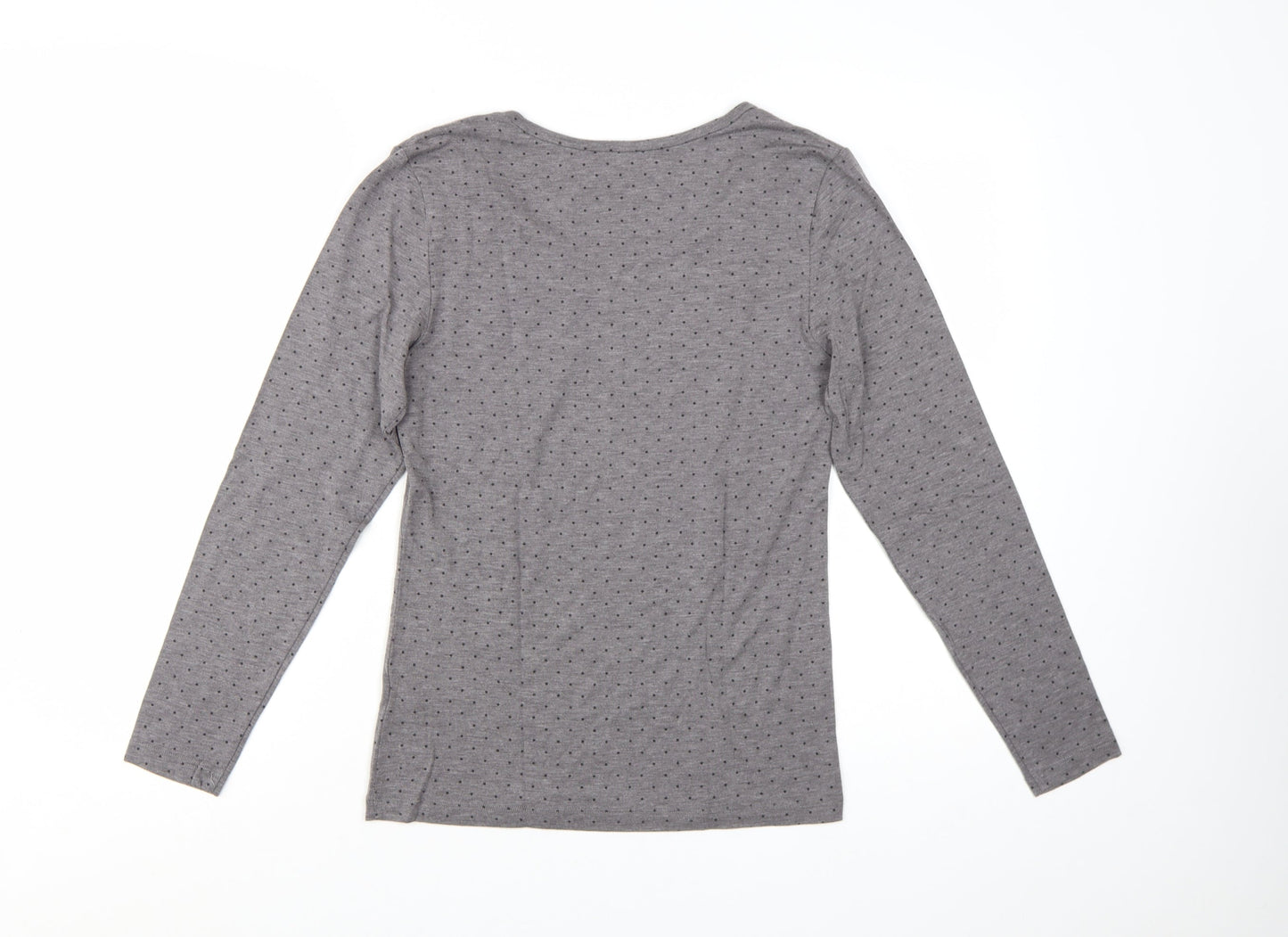 Marks and Spencer Women's Grey Polka Dot Long Sleeve Jersey T-Shirt UK 16