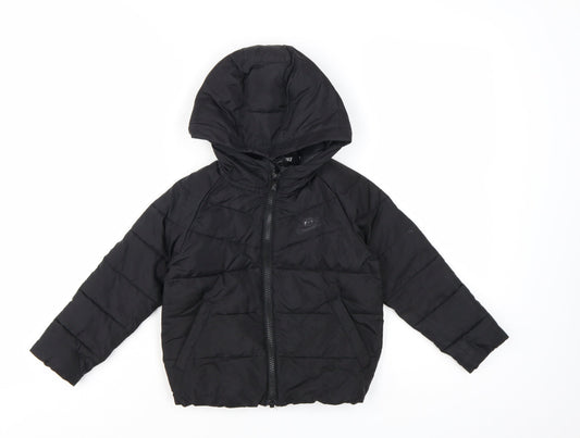 Nike Boys Black Hooded Puffer Jacket 2-3 Years Winter Full Zip
