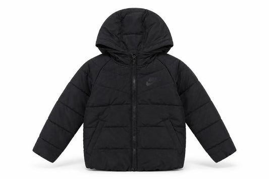 Nike Boys Black Hooded Puffer Jacket 2-3 Years Winter Full Zip