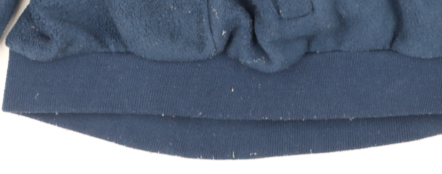 iets frans Women’s Blue Fleece Bomber Jacket Size S Full Zip Casual