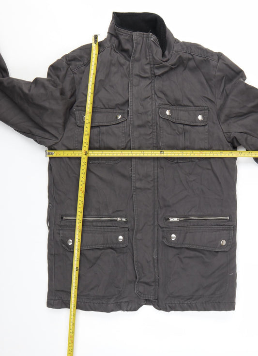 H&M Men's Black 38 Regular Cotton Military Jacket