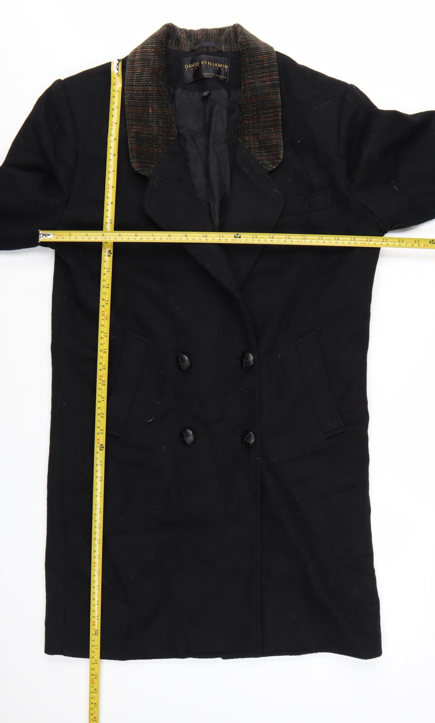 David Benjamin Collection Women's Black Wool Overcoat Size 8