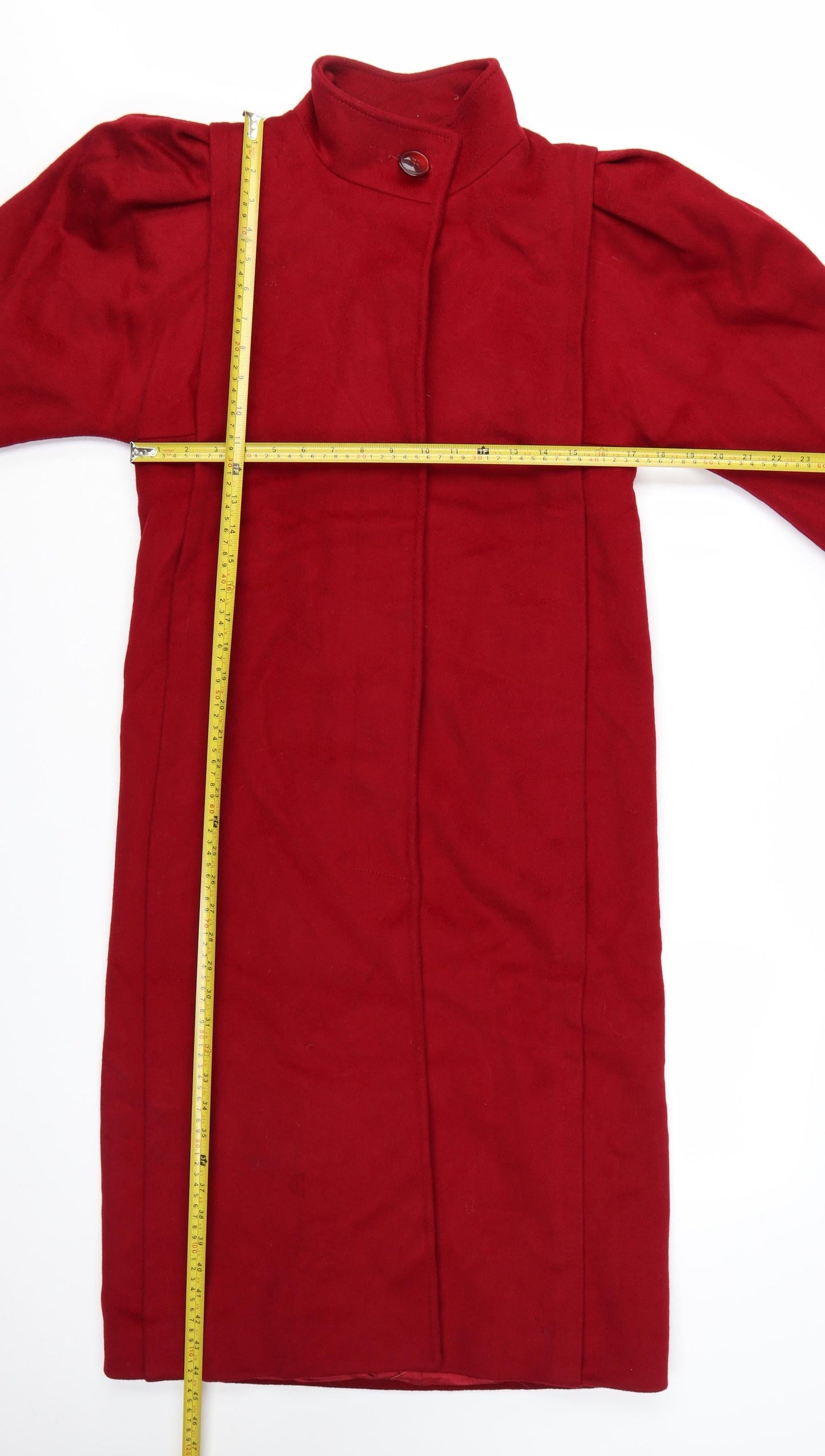 CAPRI Womens Red Wool Long Overcoat Size 8 Classic Style