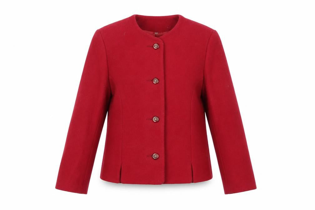 Front view of The Edinburgh Collection Women's Red Wool Jacket, size 10, Classic Style