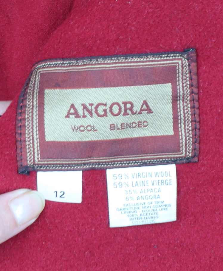 Hannah Women's Red Wool Alpaca Blend Long Overcoat Size 12