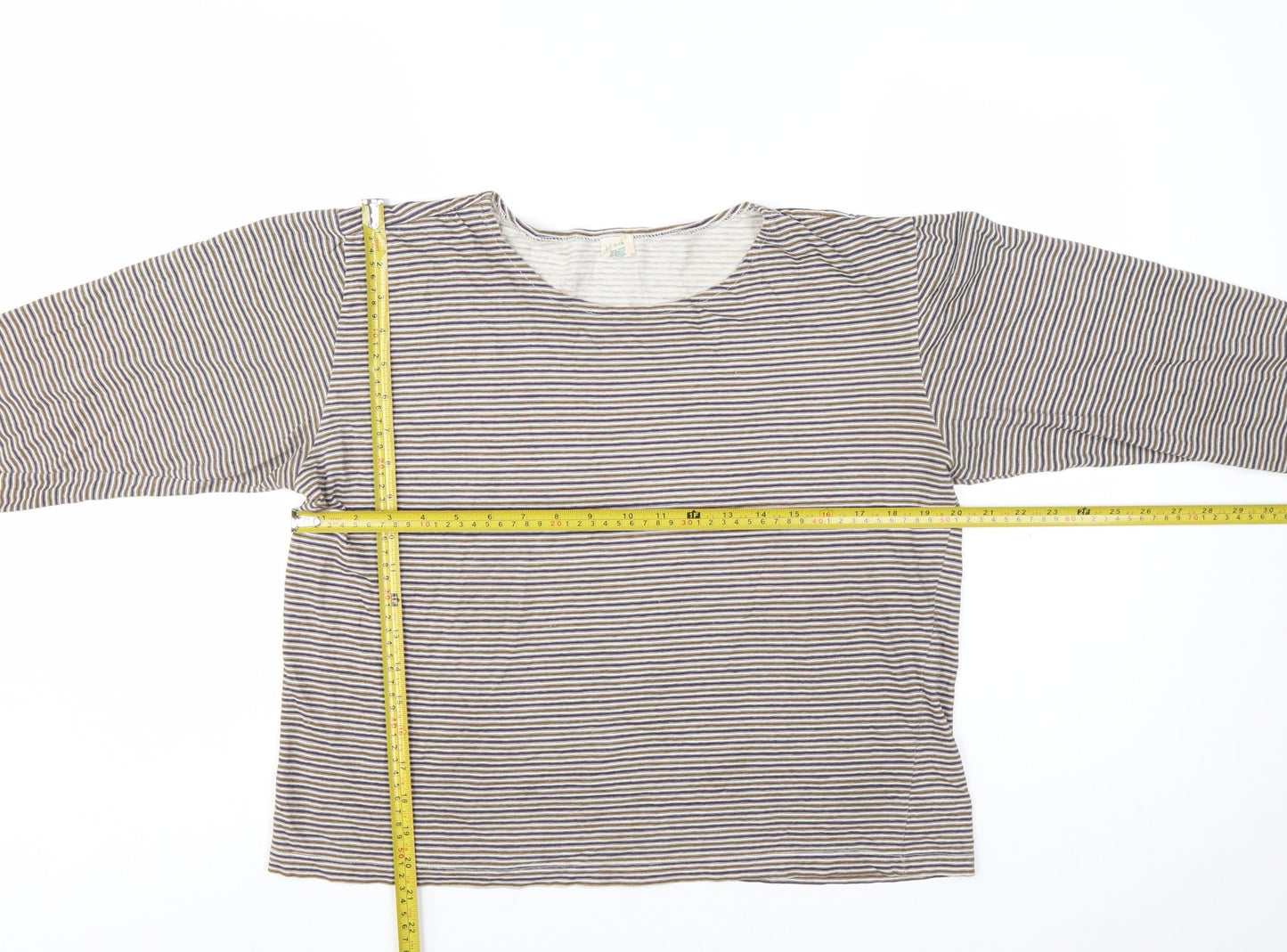 J.Crew Women's Multicoloured Striped Long Sleeve Cotton T-Shirt M