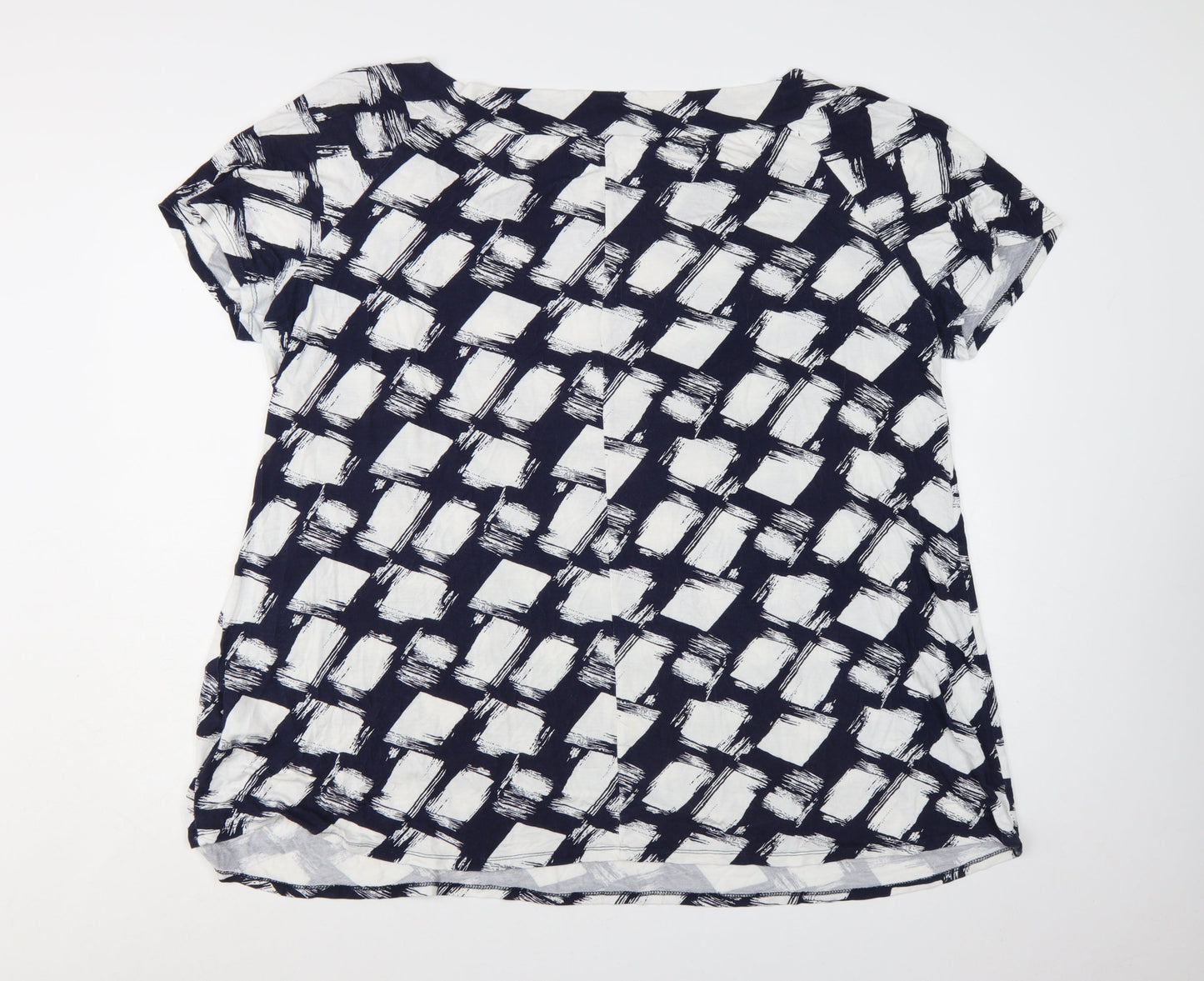 Roman Women’s Blue White Geometric Jersey Plus Size 26 T-Shirt