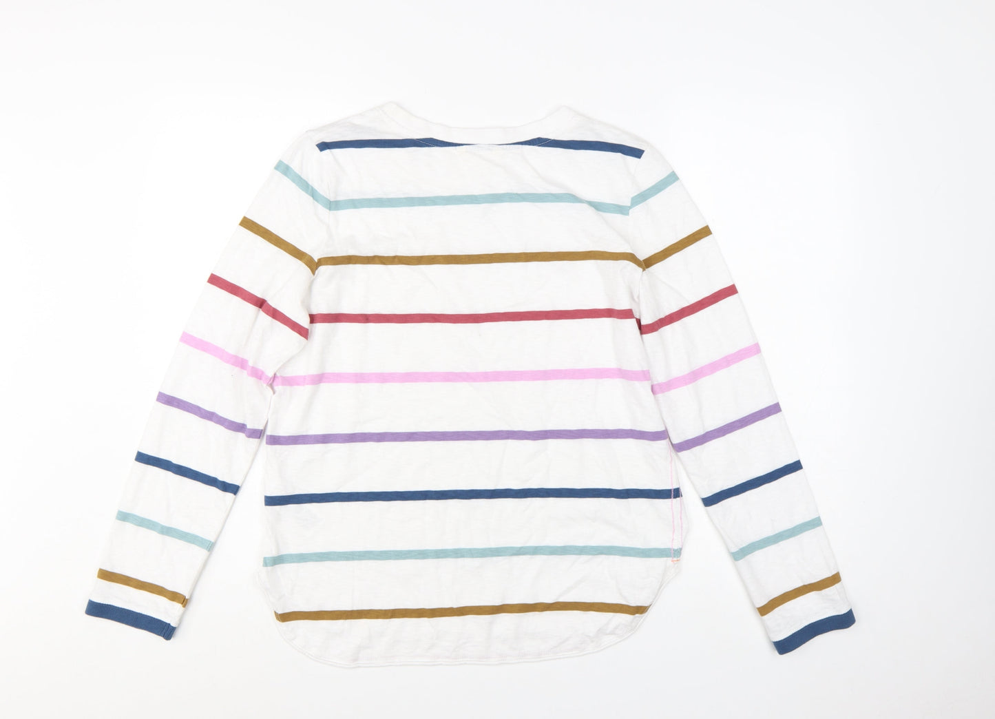 White Stuff Women's Multicoloured Stripe Cotton Long Sleeve T-Shirt Size 14