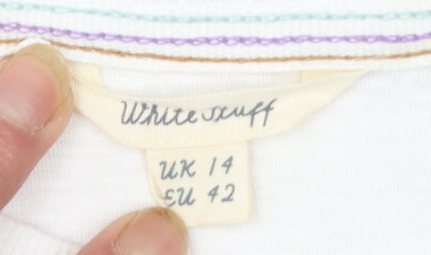 White Stuff Women's Multicoloured Stripe Cotton Long Sleeve T-Shirt Size 14