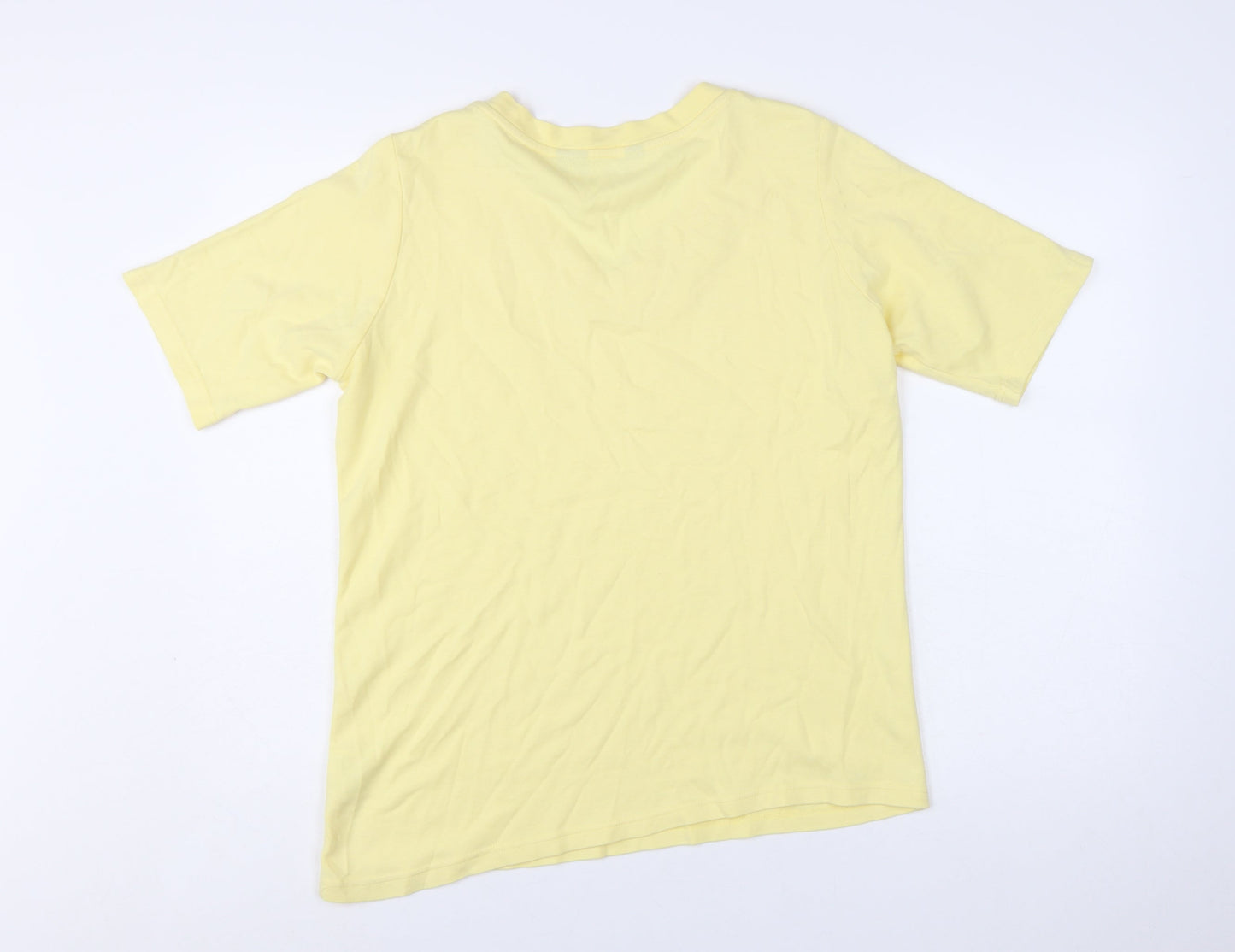 Isle Womens Yellow V-Neck Cotton Short Sleeve Basic T-Shirt Size L 18-20