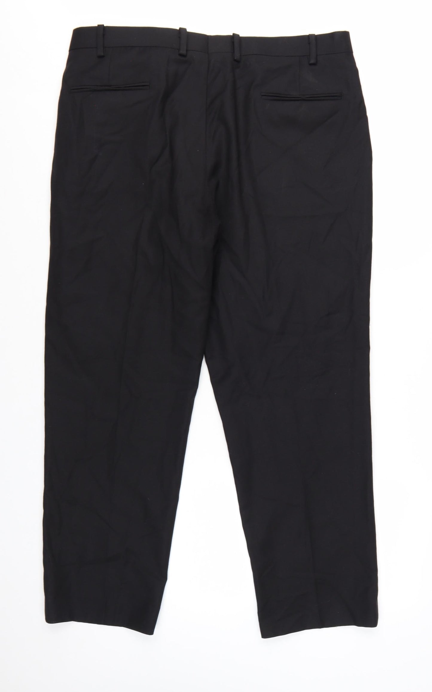 John Lewis Men’s Black Wool Regular Fit Dress Trousers 40S