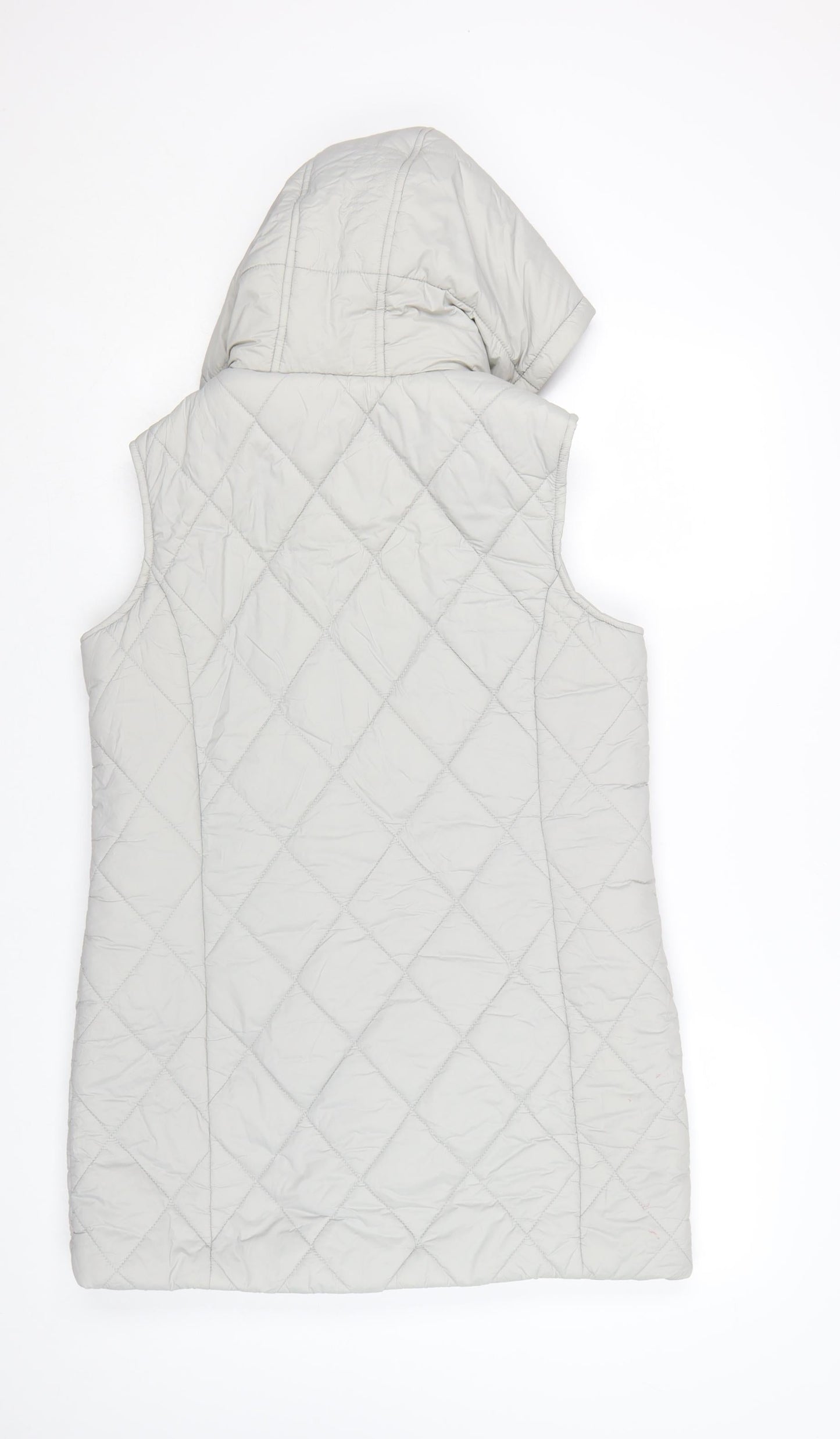 Cotton Traders Women's Grey Quilted Hooded Sleeveless Gilet Size 12