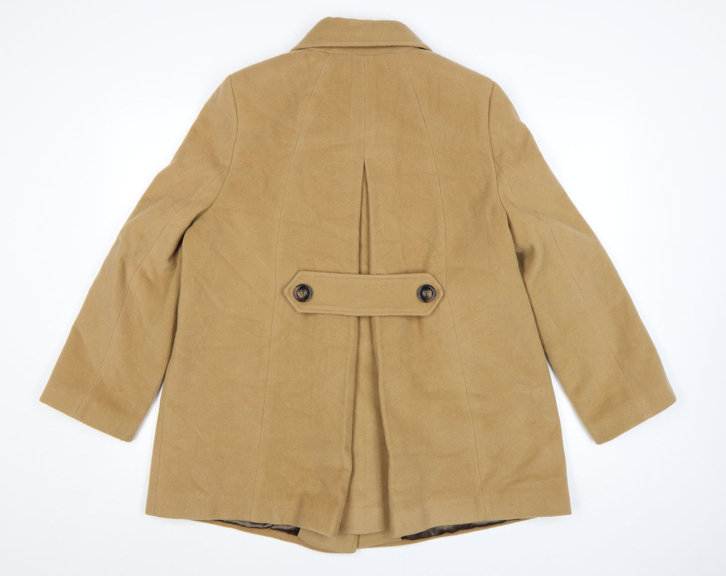 CC Petite Women's Beige Wool Pea Coat Size 16 Mid-Length