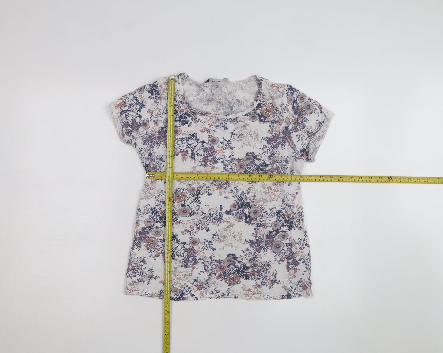 Dorothy Perkins Women’s Multicoloured Floral Beaded T-Shirt Size 12